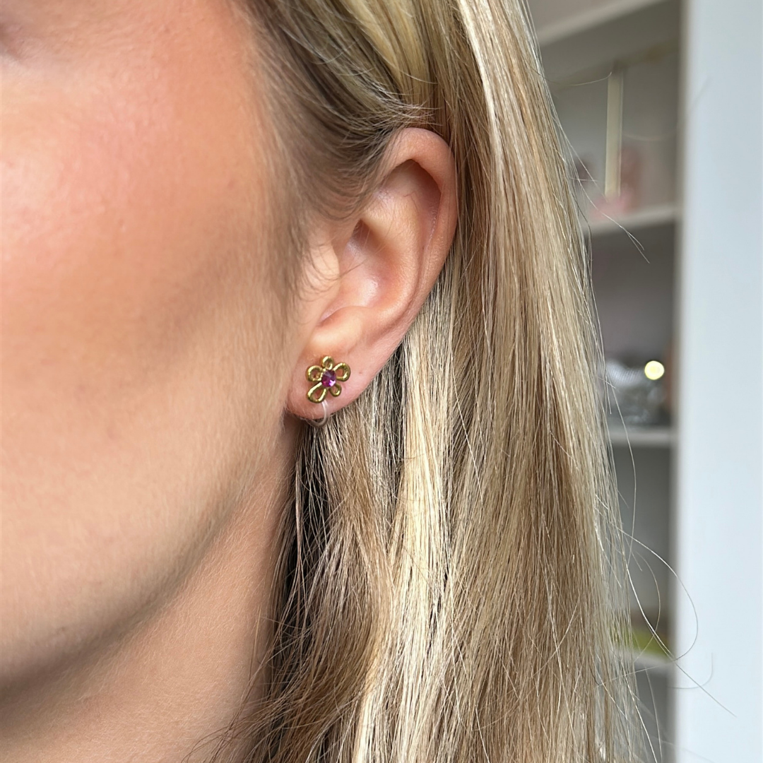 Purple flower Clip Oorbellen