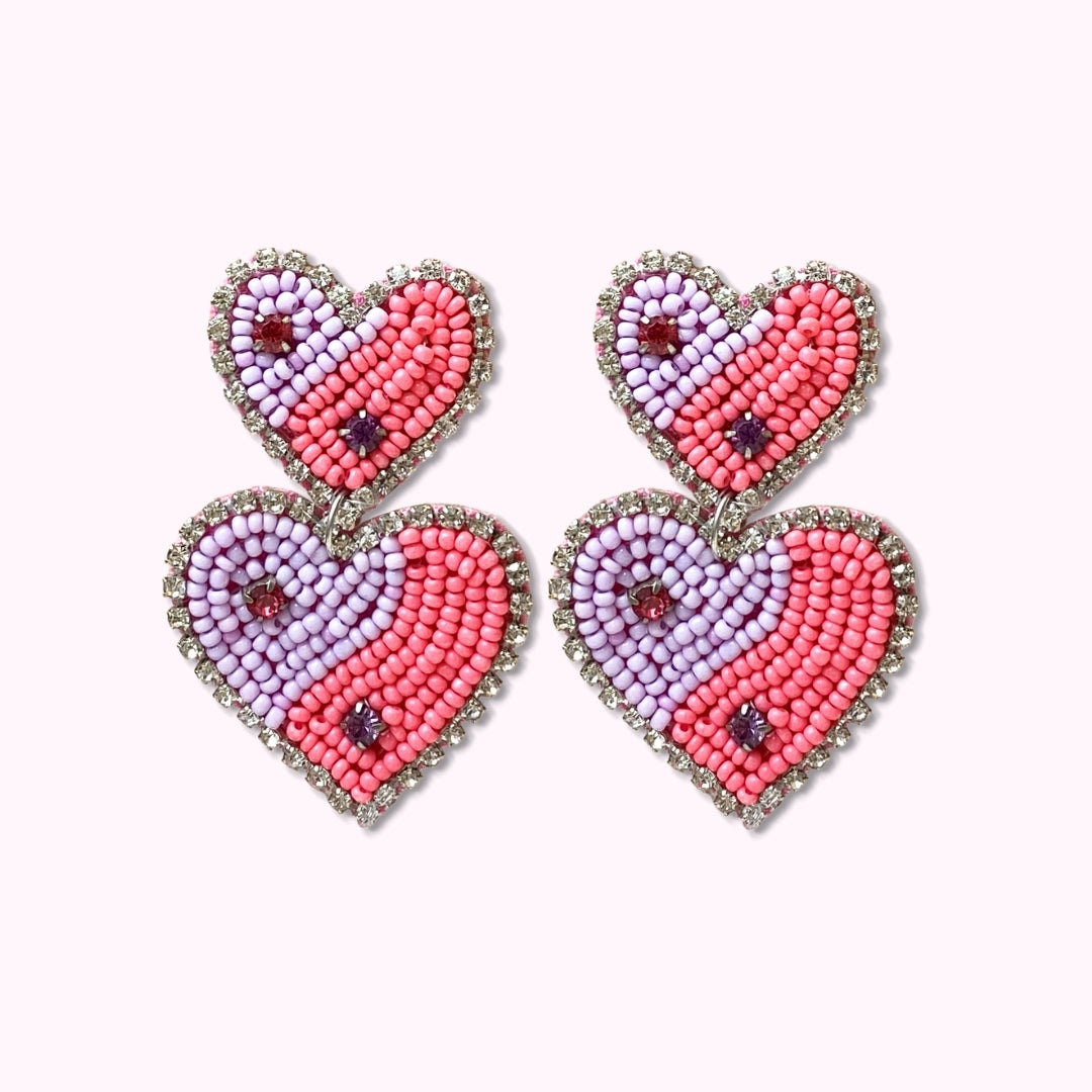 Falling in love ying yang paars/roze oorbellen - set