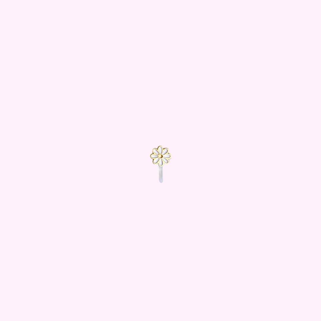 Clip oorbel White Daisy