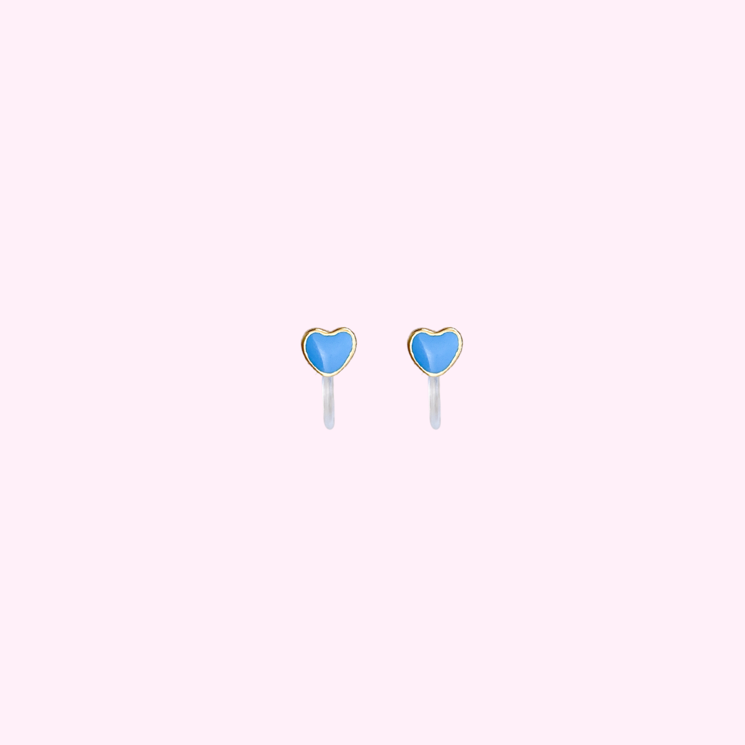 Clip oorbellen Little Blue Heart