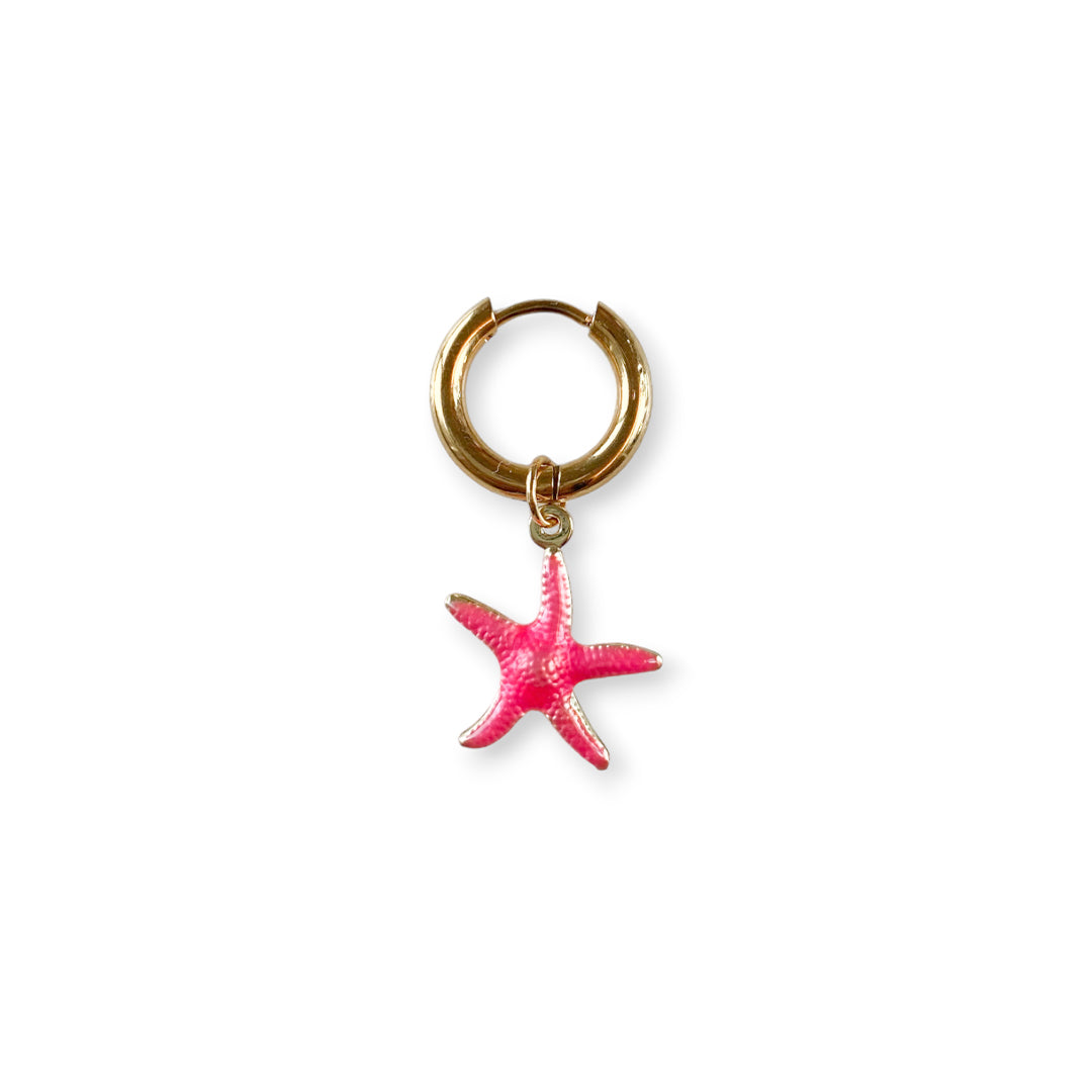Pink Starfish Oorbel