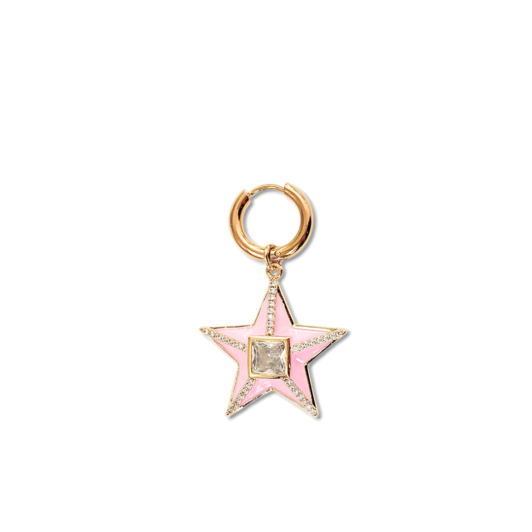 Sparkle Star Pink Oorbel