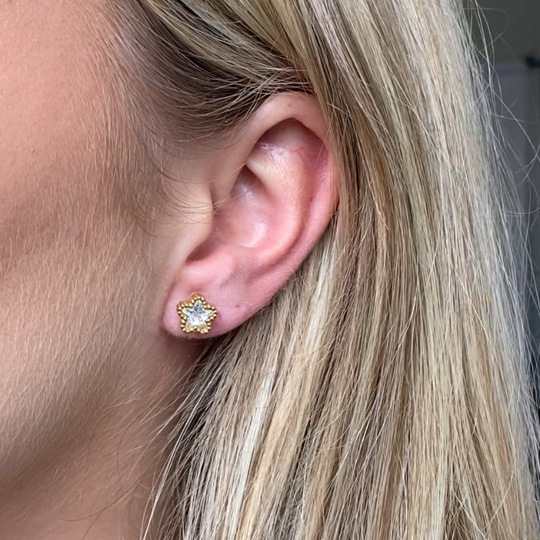 Clip oorbellen Diamond Star Pink