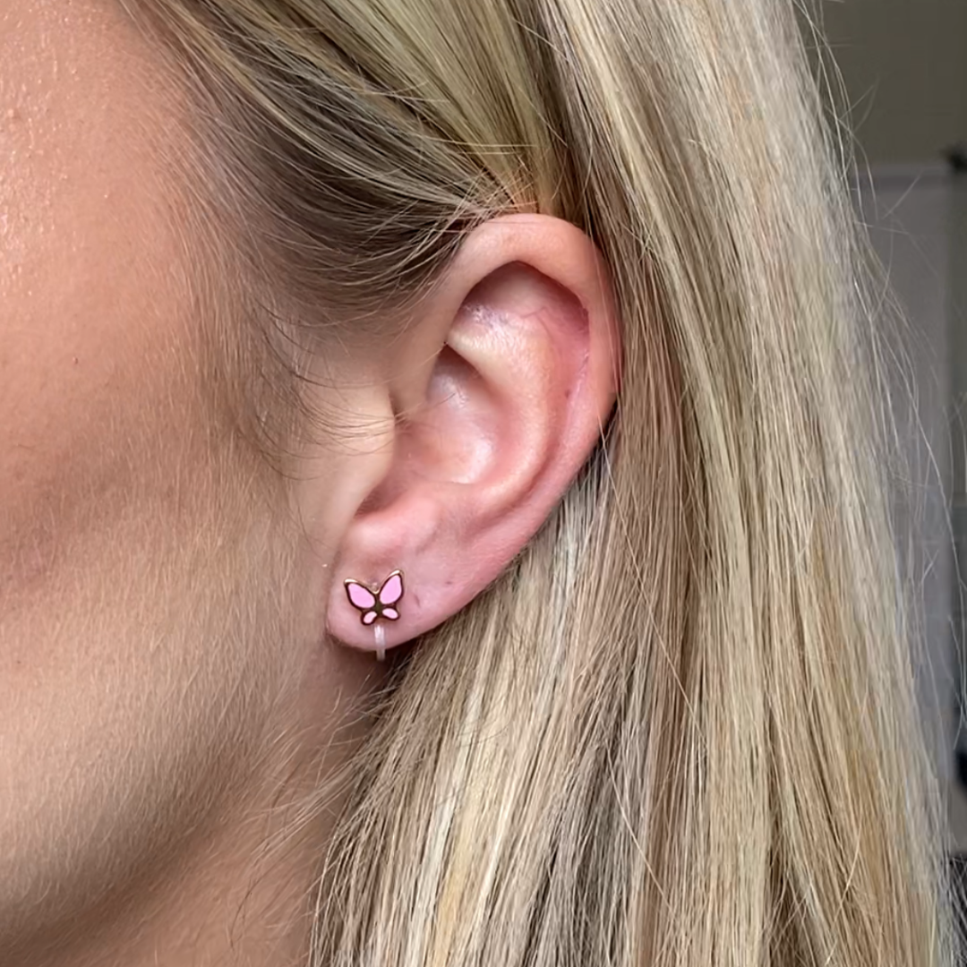 Clip oorbel Pink Butterfly