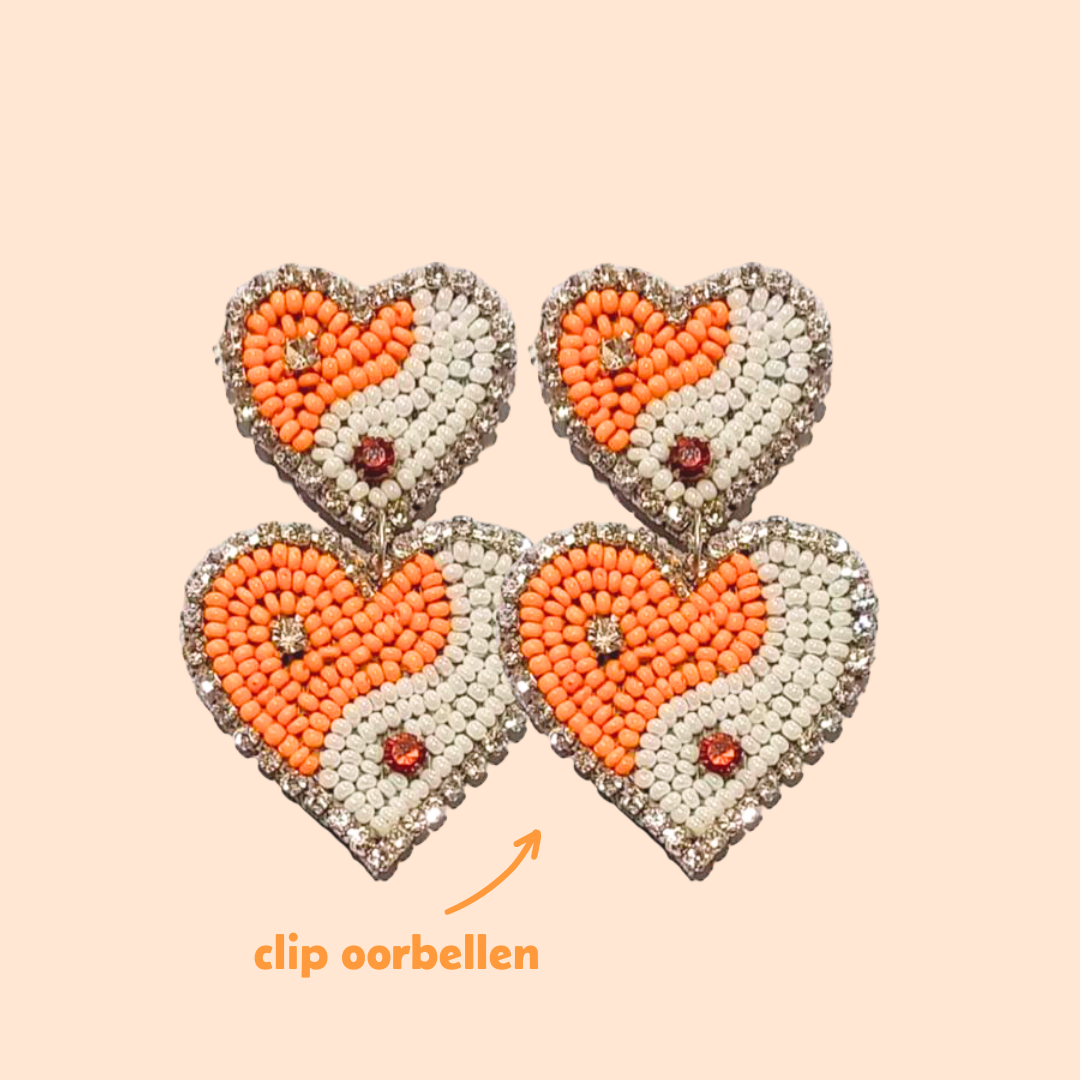 Clip Oorbellen Falling in Love Ying Yang - Oranje