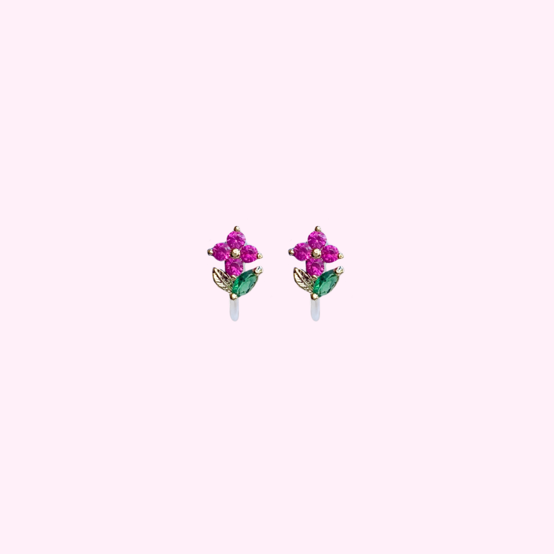 Clip oorbellen Sparkle Flower