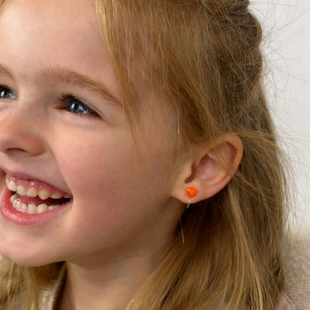 Little Orange Hearts Clip Oorbellen