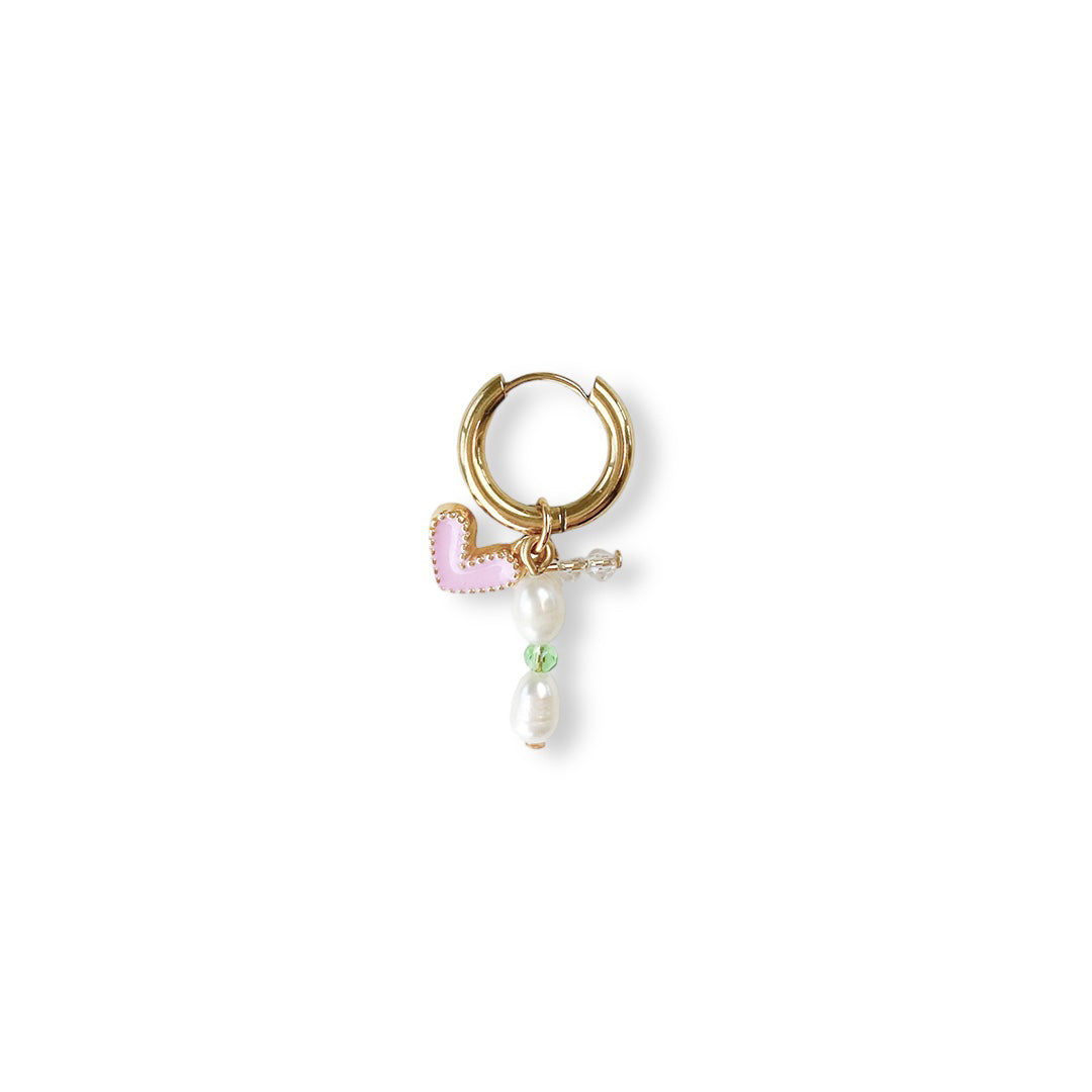 Pink and green match Oorbel