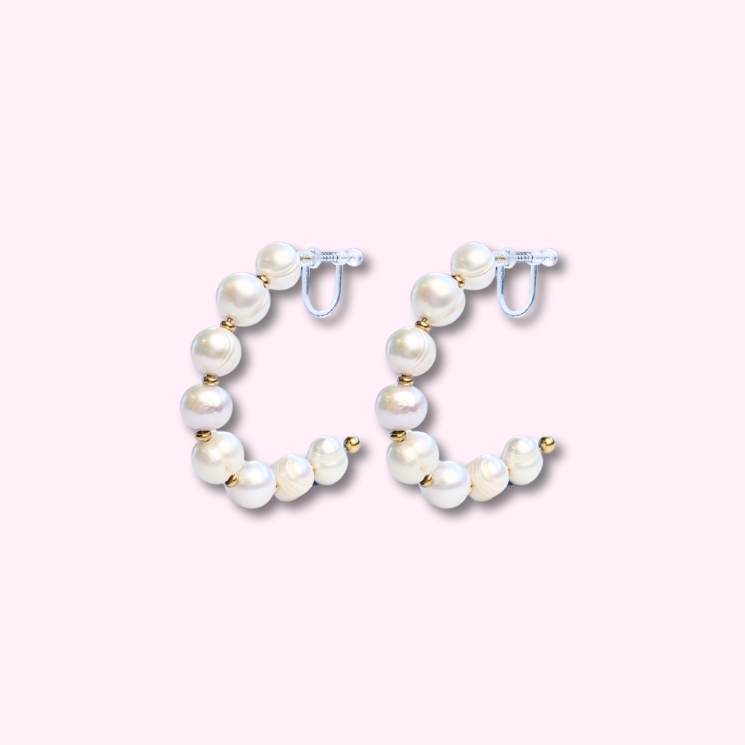 Clip oorbellen Classic Pearl Hoop