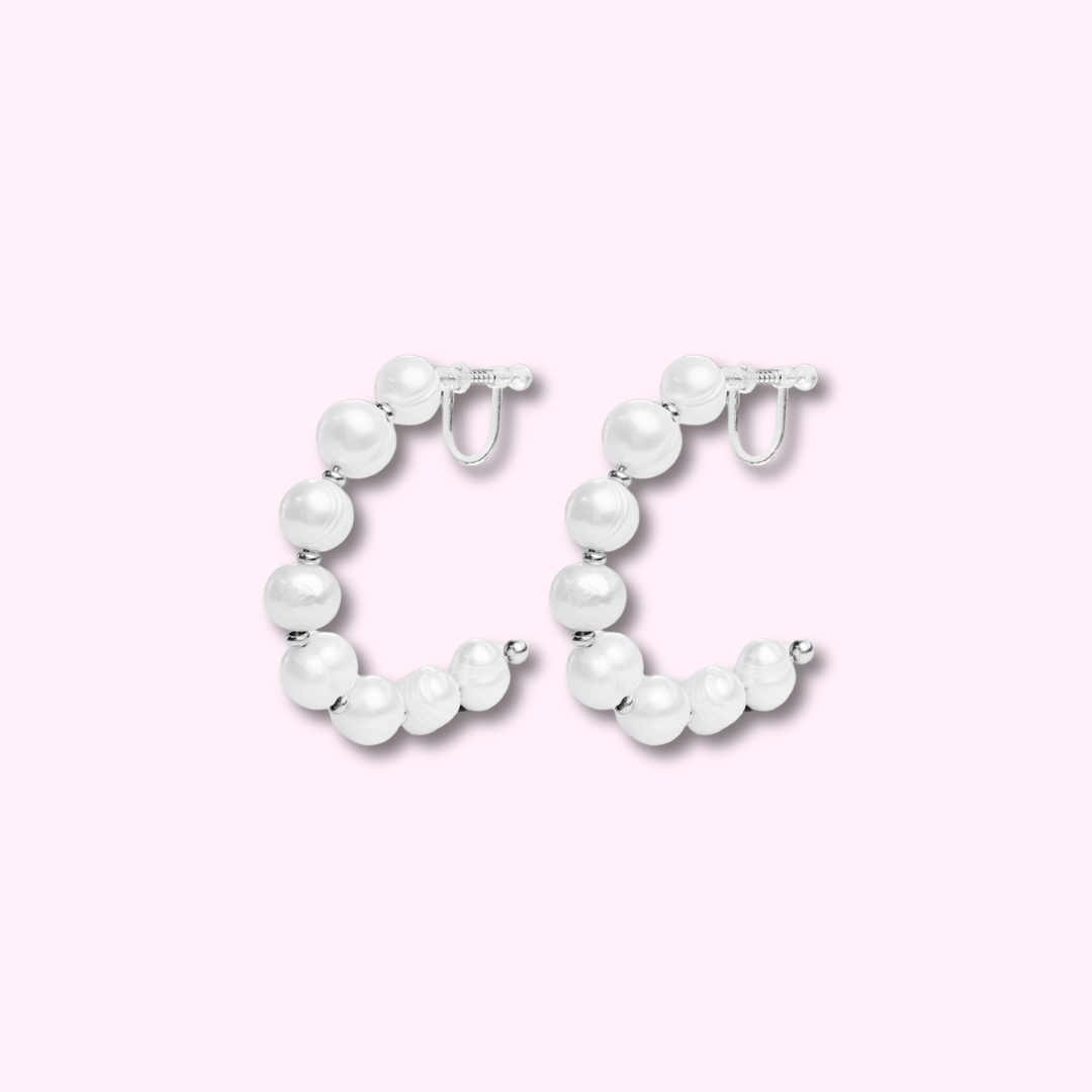 Clip oorbellen Classic Pearl Hoop