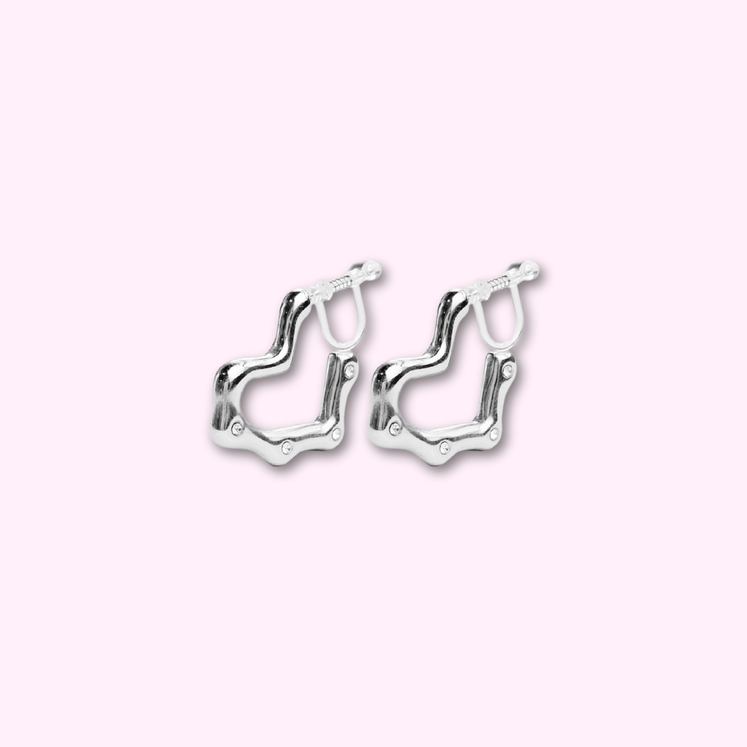 Clip oorbellen Glitter Heart