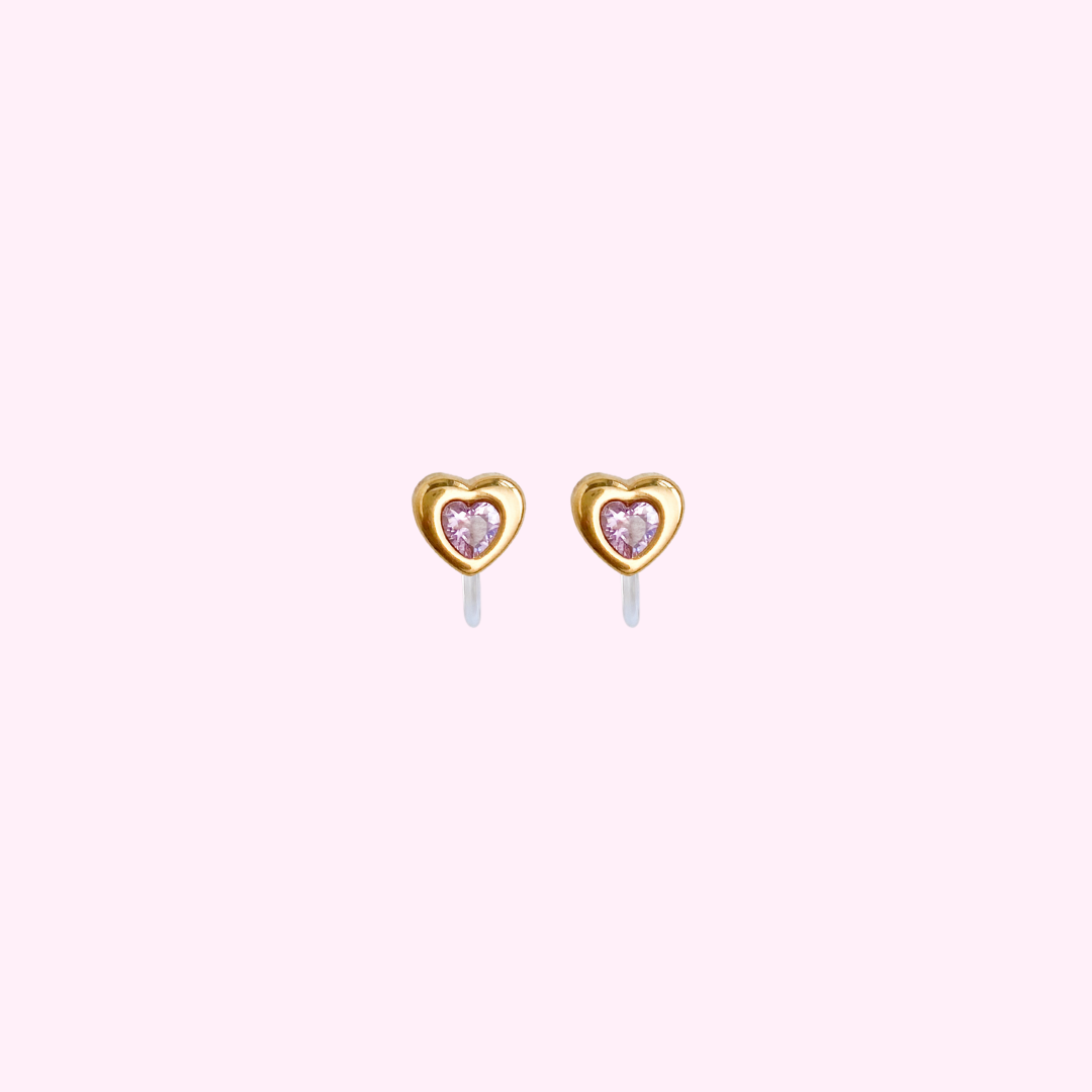 Clip oorbellen Princess Heart Pink