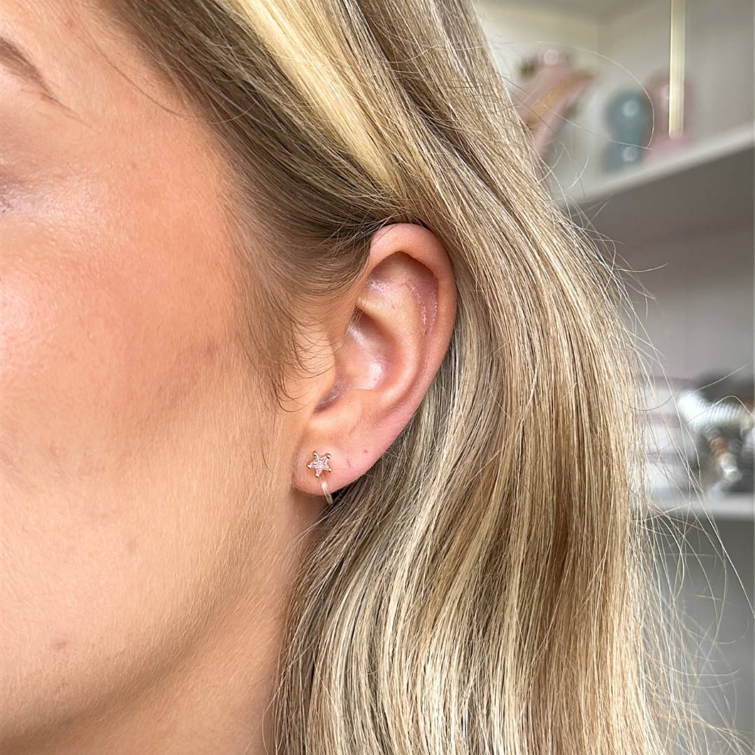 Sparkly Star Pink Clip Oorbellen