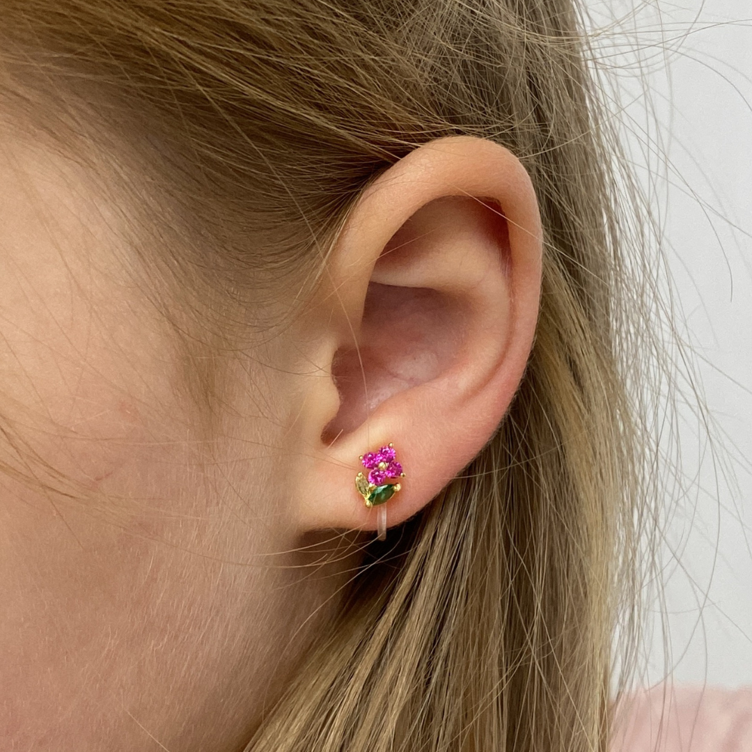 Clip oorbel Sparkle Flower