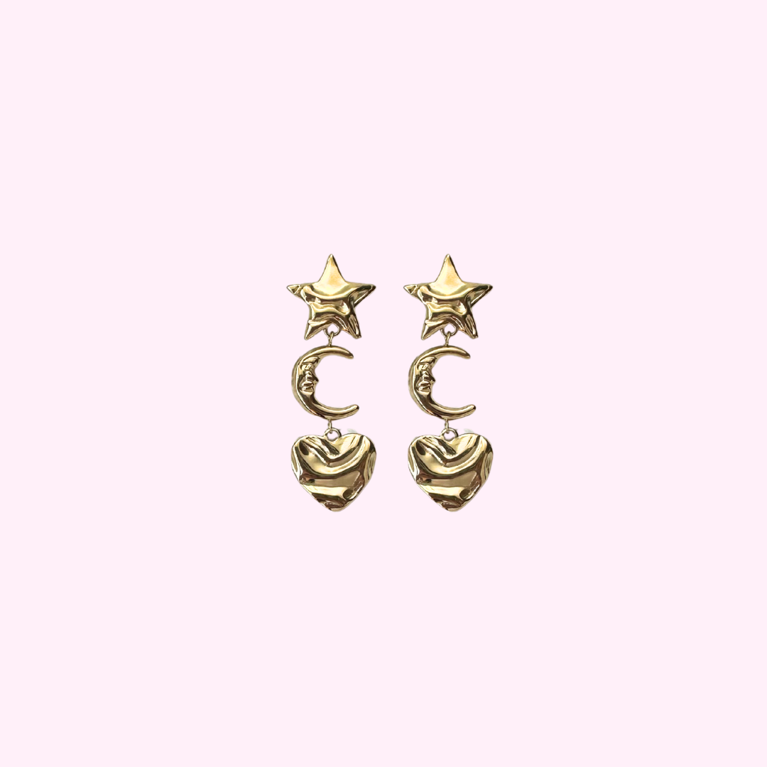 Heart, Star, Moon Clip Oorbellen