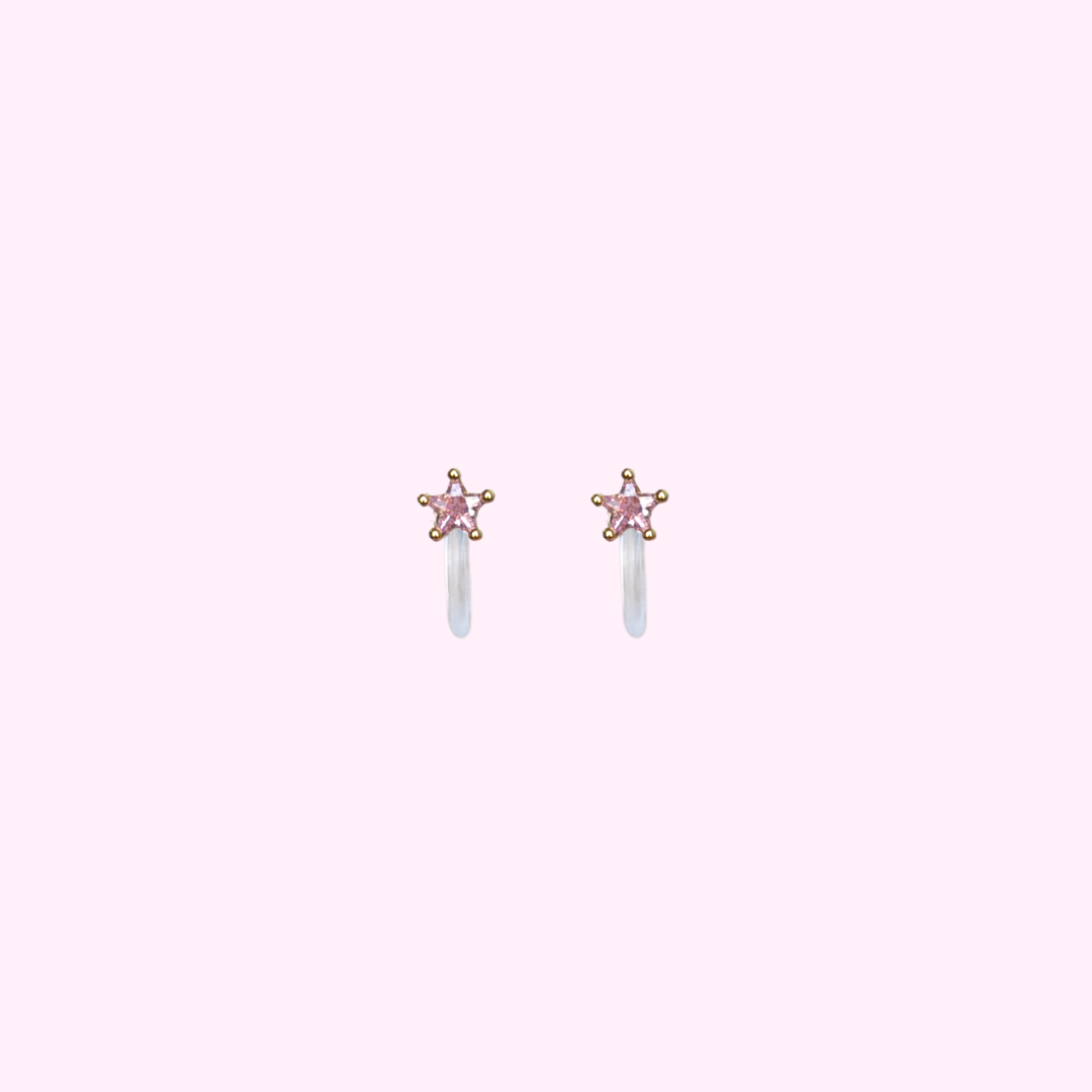 Sparkly Star Pink Clip Oorbellen