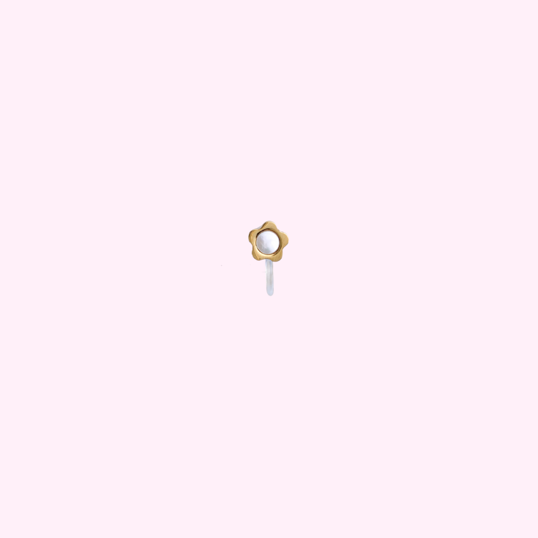 Clip oorbel White Flower