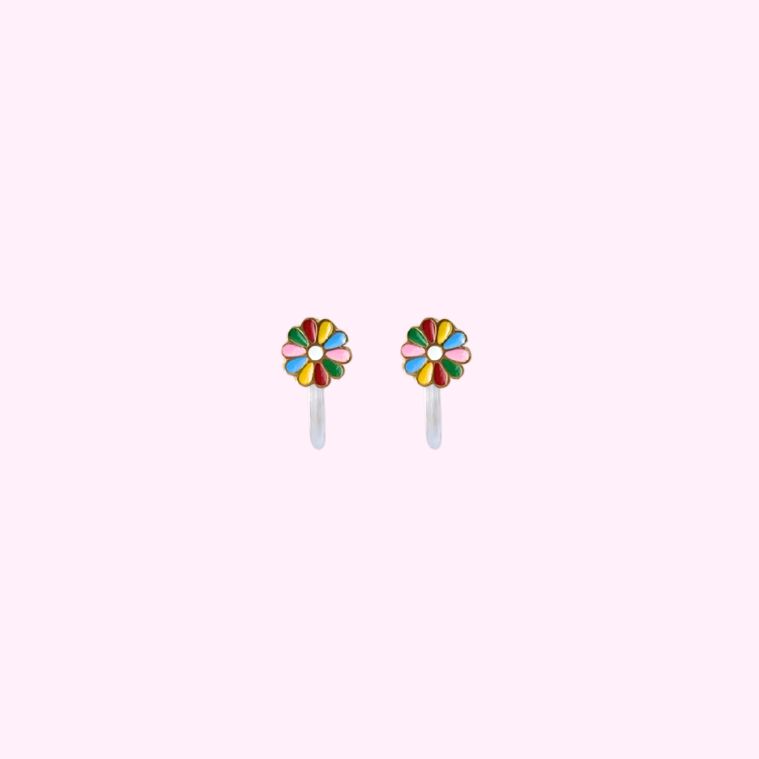Rainbow Flower Clip Oorbellen
